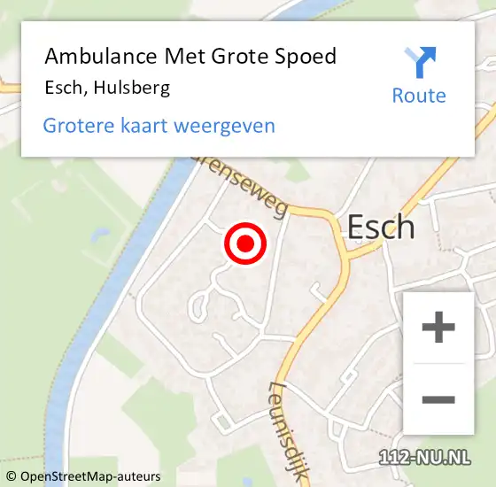 Locatie op kaart van de 112 melding: Ambulance Met Grote Spoed Naar Esch, Hulsberg op 17 september 2014 03:32