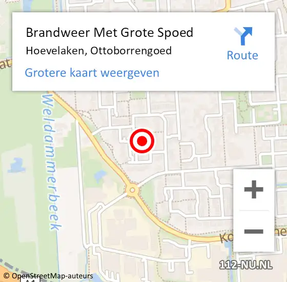 Locatie op kaart van de 112 melding: Brandweer Met Grote Spoed Naar Hoevelaken, Ottoborrengoed op 1 december 2023 06:10