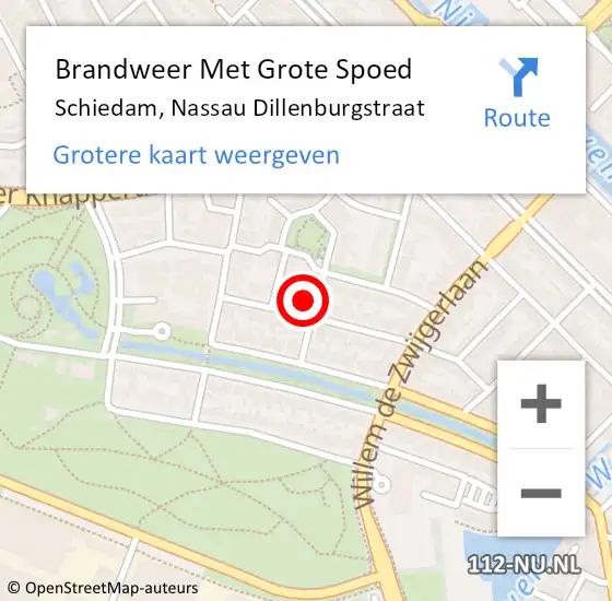 Locatie op kaart van de 112 melding: Brandweer Met Grote Spoed Naar Schiedam, Nassau Dillenburgstraat op 1 december 2023 06:33