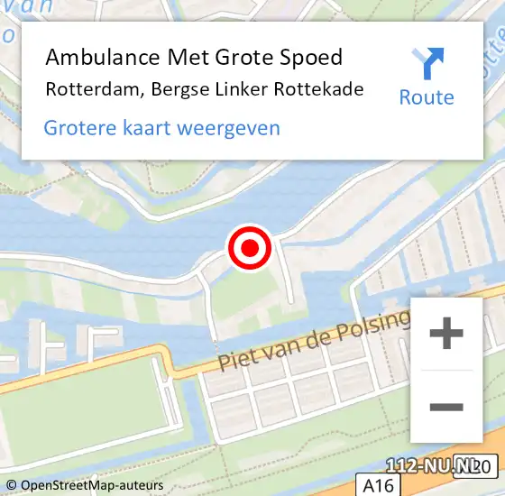Locatie op kaart van de 112 melding: Ambulance Met Grote Spoed Naar Rotterdam, Bergse Linker Rottekade op 1 december 2023 07:01