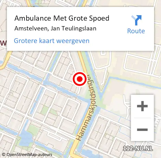 Locatie op kaart van de 112 melding: Ambulance Met Grote Spoed Naar Amstelveen, Jan Teulingslaan op 1 december 2023 07:21