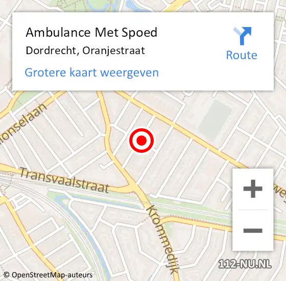 Locatie op kaart van de 112 melding: Ambulance Met Spoed Naar Dordrecht, Oranjestraat op 1 december 2023 07:25