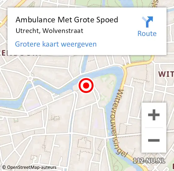 Locatie op kaart van de 112 melding: Ambulance Met Grote Spoed Naar Utrecht, Wolvenstraat op 17 september 2014 03:58