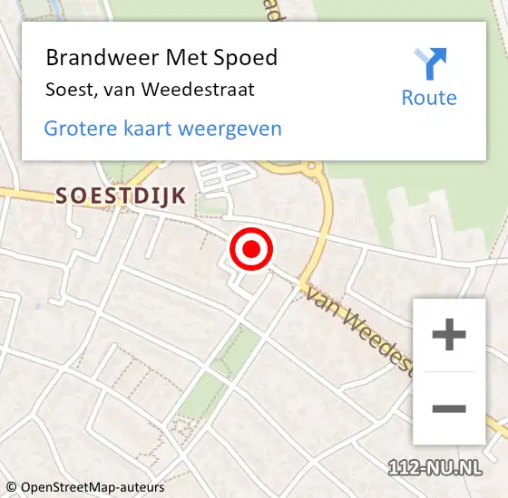 Locatie op kaart van de 112 melding: Brandweer Met Spoed Naar Soest, van Weedestraat op 1 december 2023 08:38