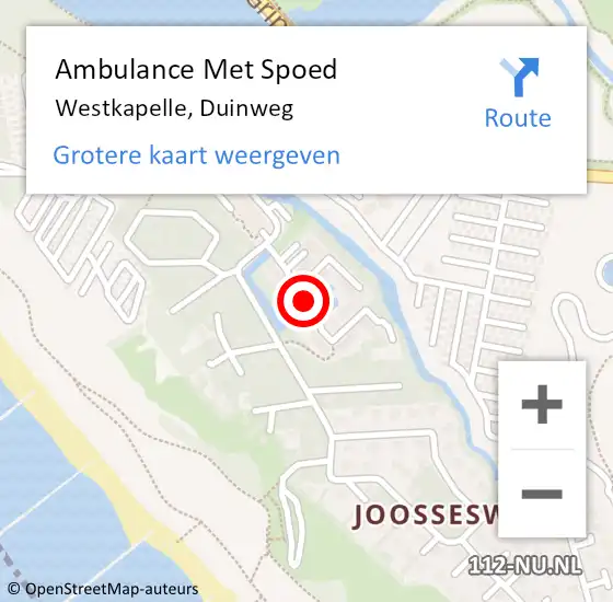 Locatie op kaart van de 112 melding: Ambulance Met Spoed Naar Westkapelle, Duinweg op 17 september 2014 04:25