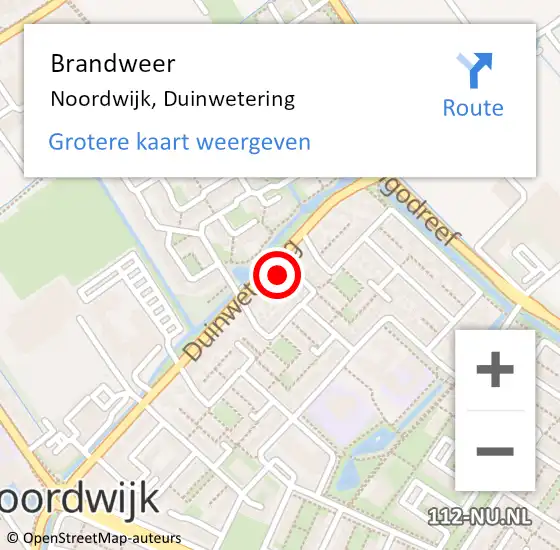 Locatie op kaart van de 112 melding: Brandweer Noordwijk, Duinwetering op 1 december 2023 09:21