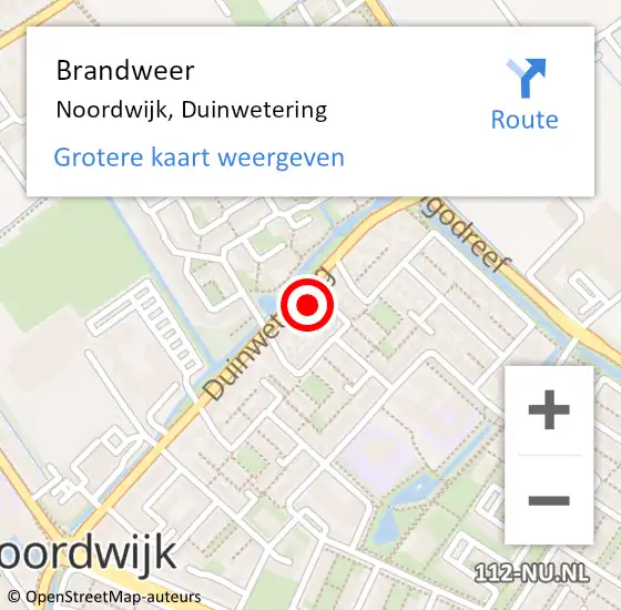 Locatie op kaart van de 112 melding: Brandweer Noordwijk, Duinwetering op 1 december 2023 09:22