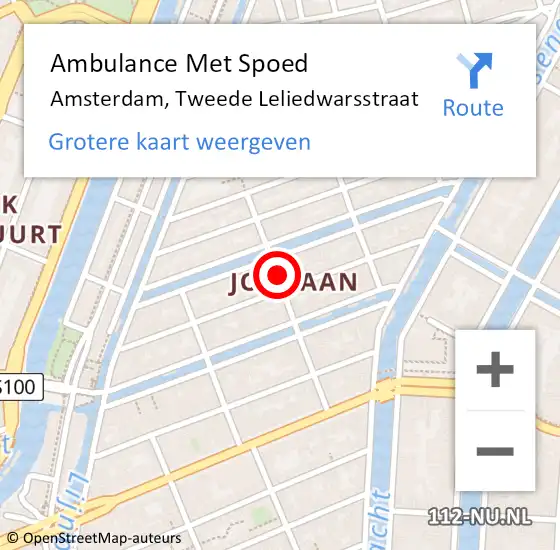 Locatie op kaart van de 112 melding: Ambulance Met Spoed Naar Amsterdam, Tweede Leliedwarsstraat op 1 december 2023 09:22