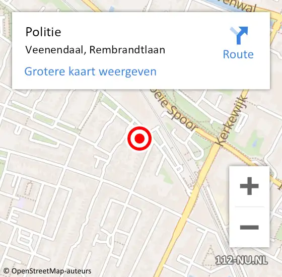 Locatie op kaart van de 112 melding: Politie Veenendaal, Rembrandtlaan op 1 december 2023 09:26