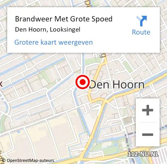 Locatie op kaart van de 112 melding: Brandweer Met Grote Spoed Naar Den Hoorn, Looksingel op 1 december 2023 09:40