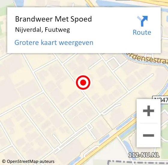 Locatie op kaart van de 112 melding: Brandweer Met Spoed Naar Nijverdal, Fuutweg op 1 december 2023 09:45