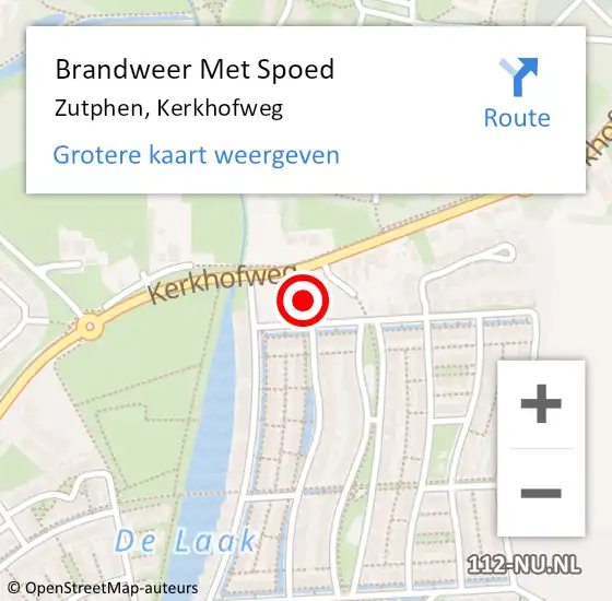 Locatie op kaart van de 112 melding: Brandweer Met Spoed Naar Zutphen, Kerkhofweg op 1 december 2023 09:45