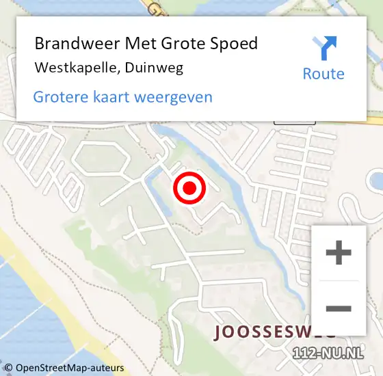 Locatie op kaart van de 112 melding: Brandweer Met Grote Spoed Naar Westkapelle, Duinweg op 17 september 2014 04:49