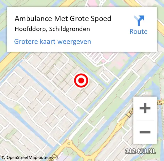 Locatie op kaart van de 112 melding: Ambulance Met Grote Spoed Naar Hoofddorp, Schildgronden op 1 december 2023 10:22