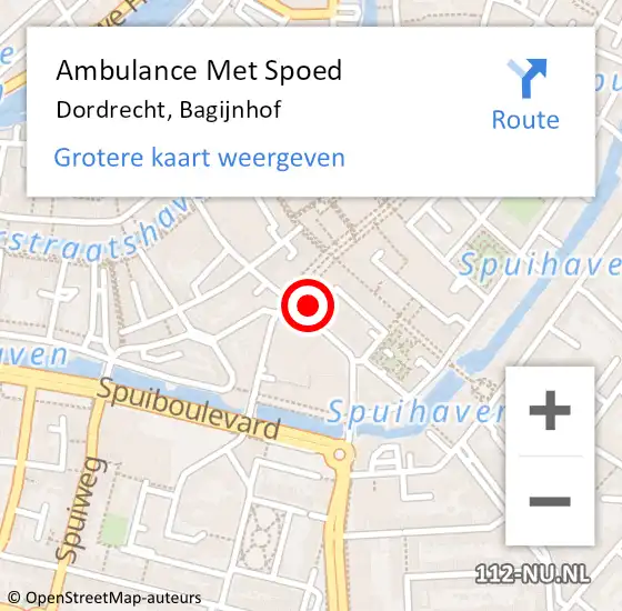 Locatie op kaart van de 112 melding: Ambulance Met Spoed Naar Dordrecht, Bagijnhof op 1 december 2023 10:45