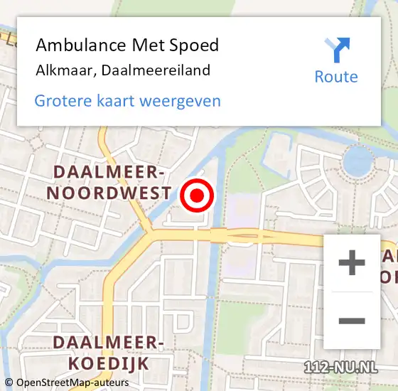 Locatie op kaart van de 112 melding: Ambulance Met Spoed Naar Alkmaar, Daalmeereiland op 1 december 2023 10:50