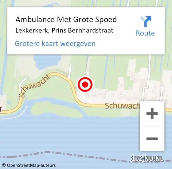 Locatie op kaart van de 112 melding: Ambulance Met Grote Spoed Naar Lekkerkerk, Prins Bernhardstraat op 1 december 2023 10:53