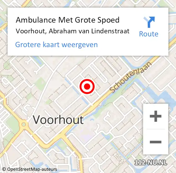 Locatie op kaart van de 112 melding: Ambulance Met Grote Spoed Naar Voorhout, Abraham van Lindenstraat op 1 december 2023 11:00