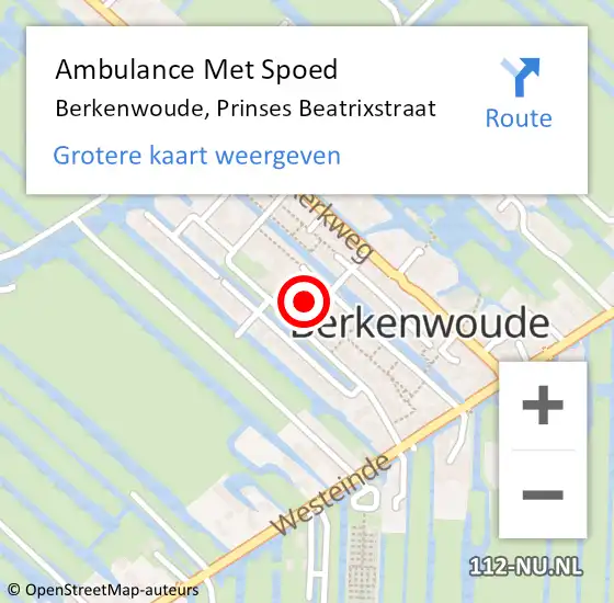 Locatie op kaart van de 112 melding: Ambulance Met Spoed Naar Berkenwoude, Prinses Beatrixstraat op 1 december 2023 11:12