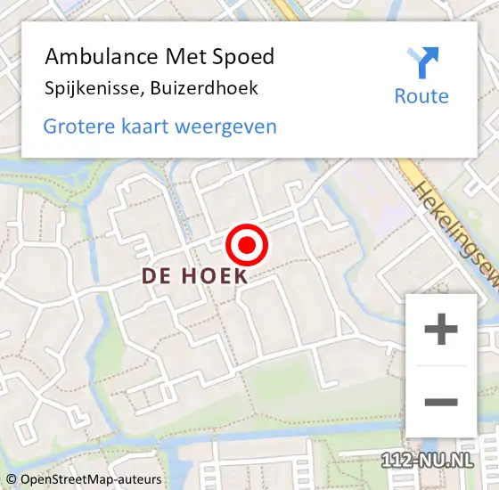 Locatie op kaart van de 112 melding: Ambulance Met Spoed Naar Spijkenisse, Buizerdhoek op 1 december 2023 11:15