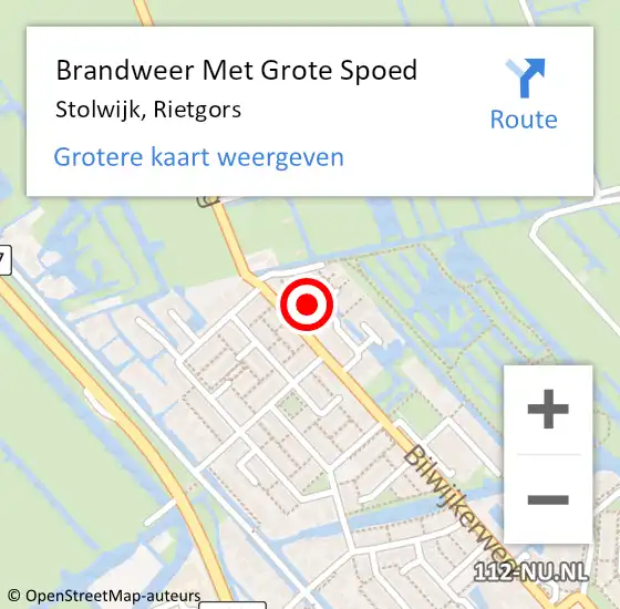 Locatie op kaart van de 112 melding: Brandweer Met Grote Spoed Naar Stolwijk, Rietgors op 17 september 2014 05:35