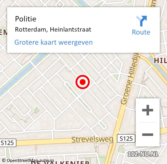 Locatie op kaart van de 112 melding: Politie Rotterdam, Heinlantstraat op 1 december 2023 11:28