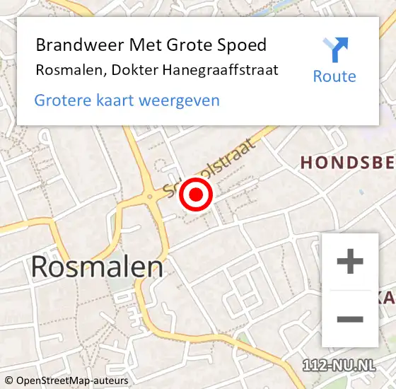 Locatie op kaart van de 112 melding: Brandweer Met Grote Spoed Naar Rosmalen, Dokter Hanegraaffstraat op 1 december 2023 12:23