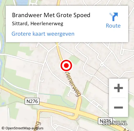 Locatie op kaart van de 112 melding: Brandweer Met Grote Spoed Naar Sittard, Heerlenerweg op 1 december 2023 12:25