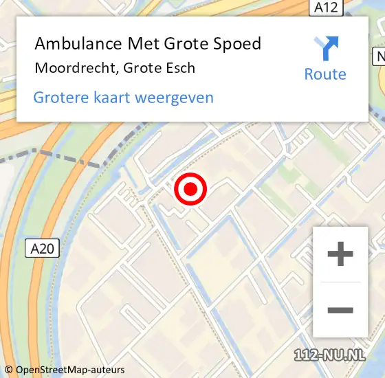 Locatie op kaart van de 112 melding: Ambulance Met Grote Spoed Naar Moordrecht, Grote Esch op 1 december 2023 12:32