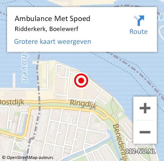 Locatie op kaart van de 112 melding: Ambulance Met Spoed Naar Ridderkerk, Boelewerf op 1 december 2023 12:37