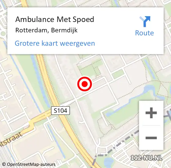 Locatie op kaart van de 112 melding: Ambulance Met Spoed Naar Rotterdam, Bermdijk op 1 december 2023 13:05