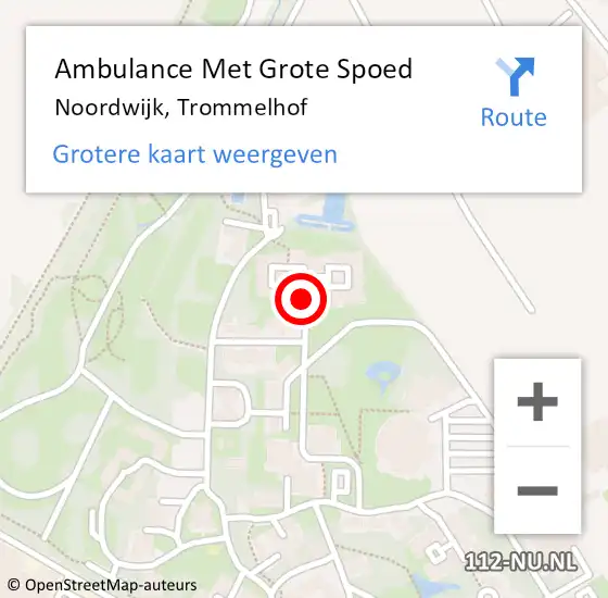 Locatie op kaart van de 112 melding: Ambulance Met Grote Spoed Naar Noordwijk, Trommelhof op 1 december 2023 13:15