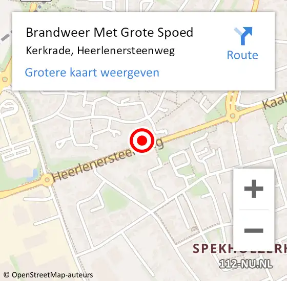 Locatie op kaart van de 112 melding: Brandweer Met Grote Spoed Naar Kerkrade, Heerlenersteenweg op 1 december 2023 13:21