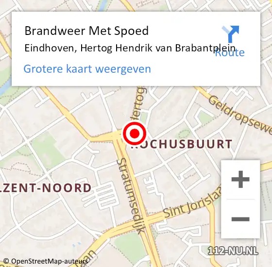 Locatie op kaart van de 112 melding: Brandweer Met Spoed Naar Eindhoven, Hertog Hendrik van Brabantplein op 1 december 2023 13:37