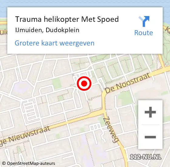 Locatie op kaart van de 112 melding: Trauma helikopter Met Spoed Naar IJmuiden, Dudokplein op 1 december 2023 13:41