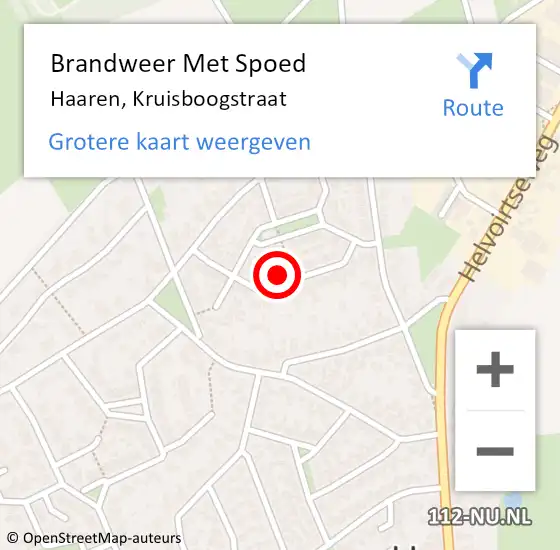 Locatie op kaart van de 112 melding: Brandweer Met Spoed Naar Haaren, Kruisboogstraat op 1 december 2023 13:53