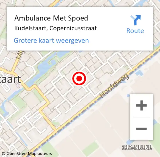 Locatie op kaart van de 112 melding: Ambulance Met Spoed Naar Kudelstaart, Copernicusstraat op 1 december 2023 13:57