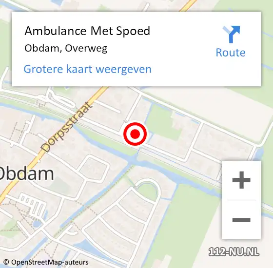 Locatie op kaart van de 112 melding: Ambulance Met Spoed Naar Obdam, Overweg op 1 december 2023 14:00