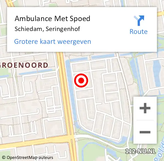 Locatie op kaart van de 112 melding: Ambulance Met Spoed Naar Schiedam, Seringenhof op 1 december 2023 14:09