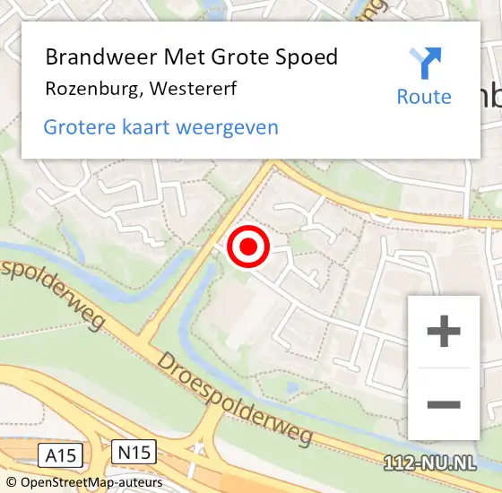 Locatie op kaart van de 112 melding: Brandweer Met Grote Spoed Naar Rozenburg, Westererf op 1 december 2023 14:18