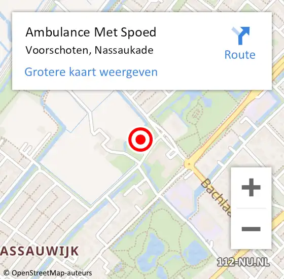 Locatie op kaart van de 112 melding: Ambulance Met Spoed Naar Voorschoten, Nassaukade op 1 december 2023 14:24