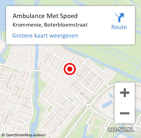 Locatie op kaart van de 112 melding: Ambulance Met Spoed Naar Krommenie, Boterbloemstraat op 1 december 2023 14:46