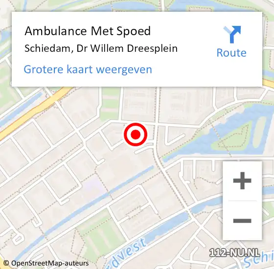 Locatie op kaart van de 112 melding: Ambulance Met Spoed Naar Schiedam, Dr Willem Dreesplein op 1 december 2023 15:27