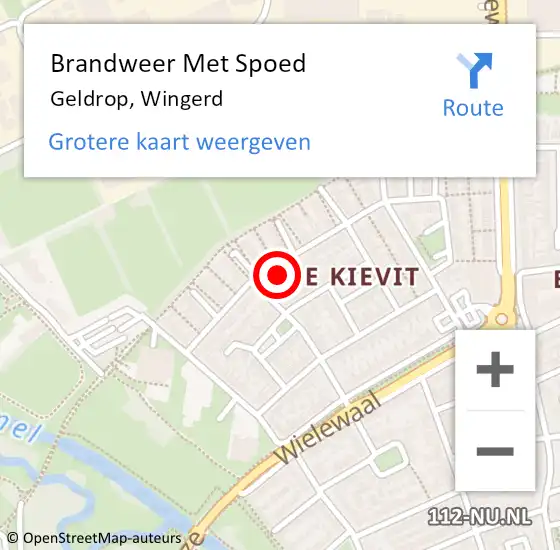 Locatie op kaart van de 112 melding: Brandweer Met Spoed Naar Geldrop, Wingerd op 1 december 2023 15:37