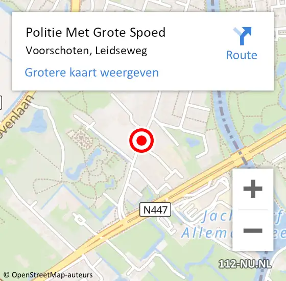 Locatie op kaart van de 112 melding: Politie Met Grote Spoed Naar Voorschoten, Leidseweg op 1 december 2023 16:25