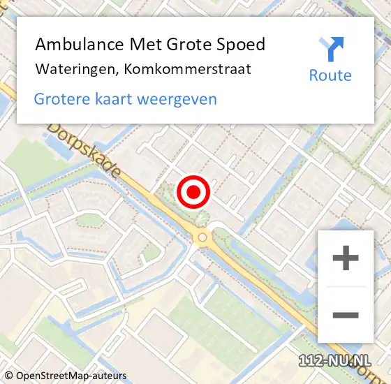 Locatie op kaart van de 112 melding: Ambulance Met Grote Spoed Naar Wateringen, Komkommerstraat op 1 december 2023 16:31