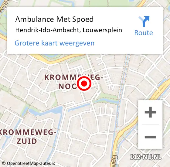 Locatie op kaart van de 112 melding: Ambulance Met Spoed Naar Hendrik-Ido-Ambacht, Louwersplein op 1 december 2023 16:32