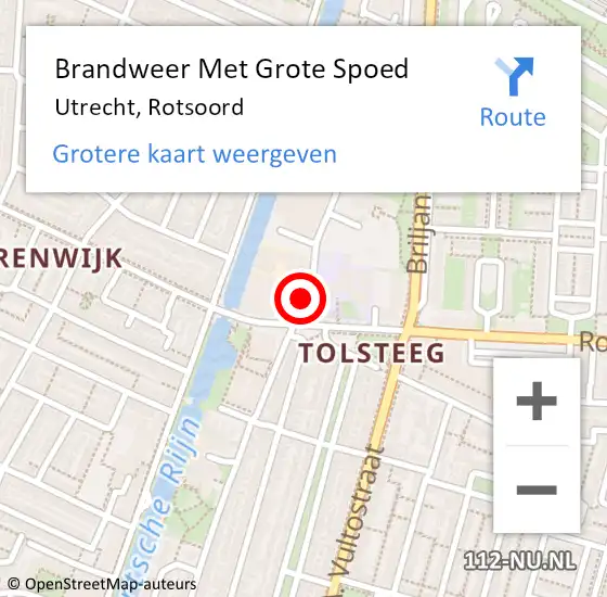 Locatie op kaart van de 112 melding: Brandweer Met Grote Spoed Naar Utrecht, Rotsoord op 1 december 2023 16:35