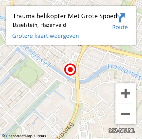 Locatie op kaart van de 112 melding: Trauma helikopter Met Grote Spoed Naar IJsselstein, Hazenveld op 1 december 2023 16:54