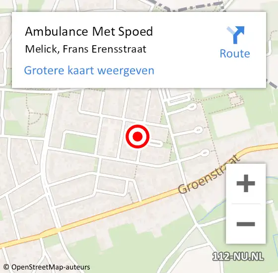 Locatie op kaart van de 112 melding: Ambulance Met Spoed Naar Melick, Frans Erensstraat op 1 december 2023 16:56